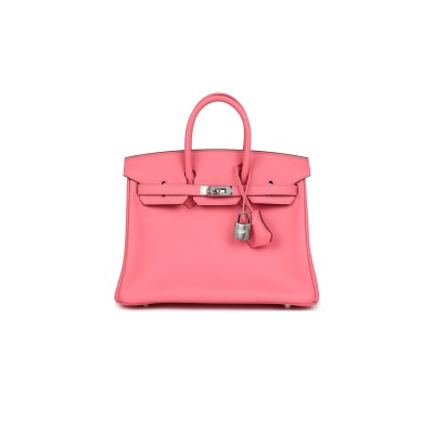 HERMES BIRKIN 25 ROSE AZALEE SWIFT PALLADIUM HARDWARE (25*20*13cm)